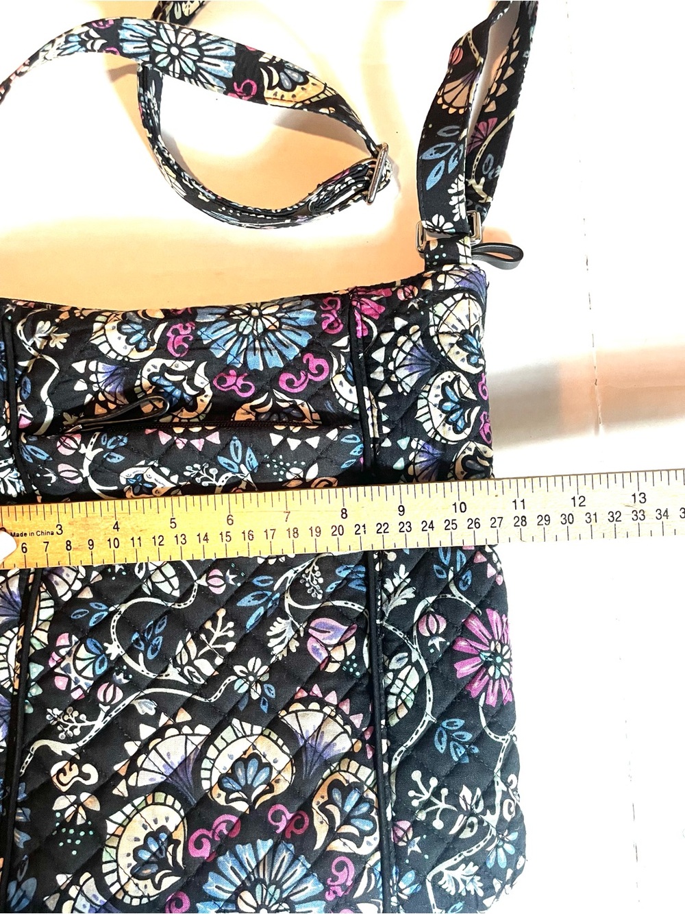 Vera Bradley Floral Quilted Crossbody Shoulder Bag & Wallet Set Black Travel - Picture 5 of 11